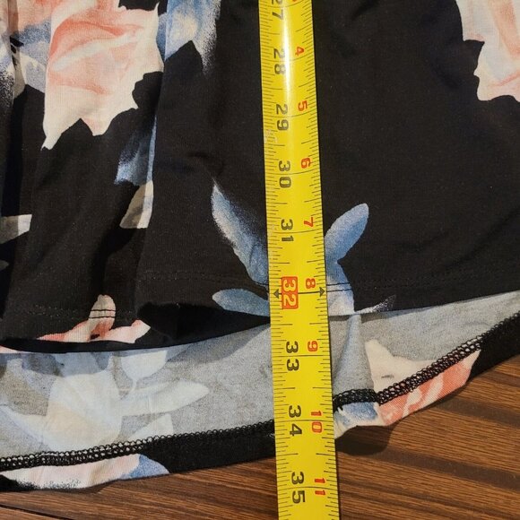 NWOT Bongo V Neck Bell Long Sleeve Back Tie Floral Mini Black Dress Size Small - Picture 12 of 12